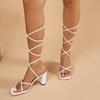 Fashion Sexy Solid White Narrow Band Sandals Women 2025 Summer Square Toe Cross Strap Sandals Fashion Super High Heel Party Dress Shoes
