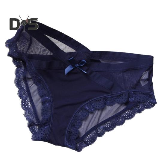 Women's Sexy Panties Lace See Through Underwear Low Rise Thin Mesh Sheer Underpants Breathable Bikini Briefs