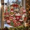 Christmas Window Decorations Faux Diamond Art Ornament, DIY Santa Claus Sun Catcher Kit, Rhinestone Acrylic Hanging Ornaments Xmas Wreath Ornament