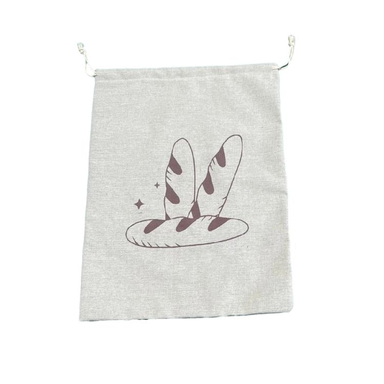 Sustainable Packaging Pouch Functional Linen Drawstring Bag for Bread and Fruits
