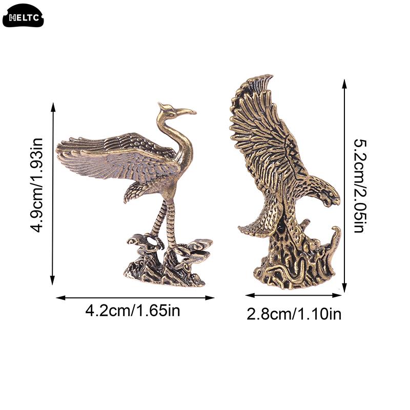 1PCS Antique Brass Eagle Crane Statue Small Ornaments Vintage Brass Animal Figurines Crafts Desk Home Decor Accessories Gifts