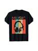 Vintage Headphones Graphic T-Shirt- 100% Cotton Casual Short Sleeve Tee with Bold MUSIC Design