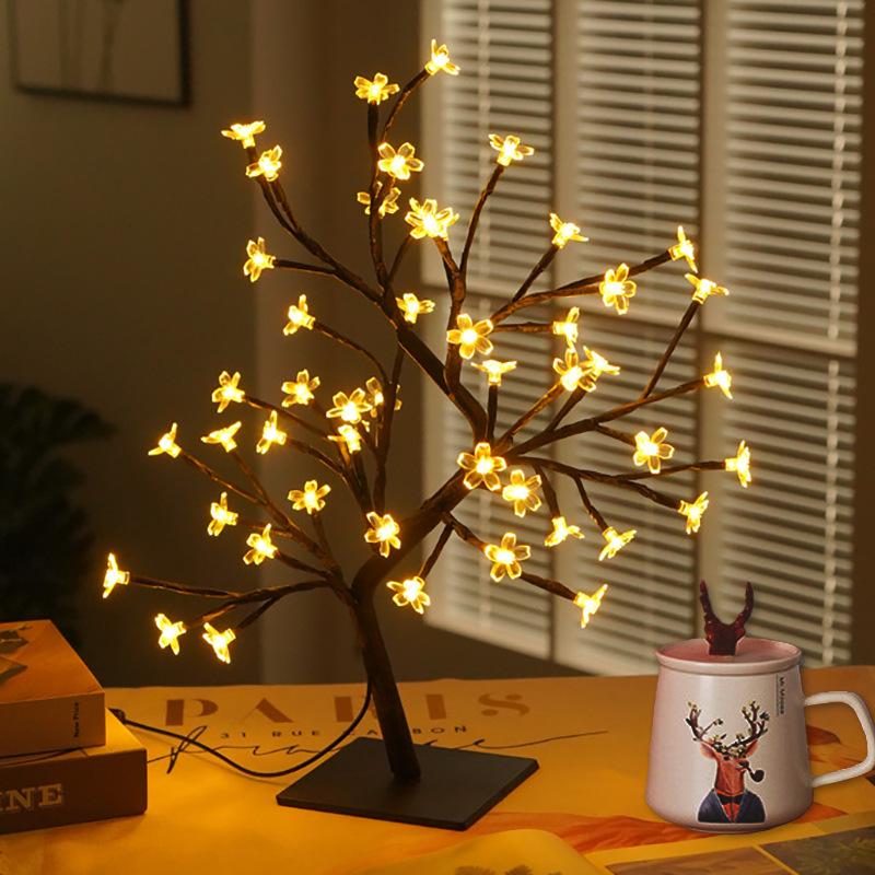 LED Maple Leaf Tree Lamp with Voice Remote - Creative USB Night Light for Room Decor & Gifts