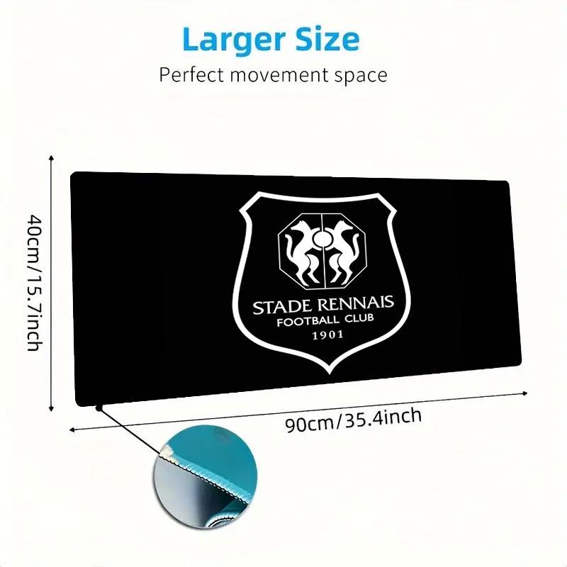 Stade Rennais FC Mouse Pad, Large Gaming Desk Mat, Non-slip XXL Mousepad for Laptop & Tablet, Mini PC Playmat with Stitched Edges