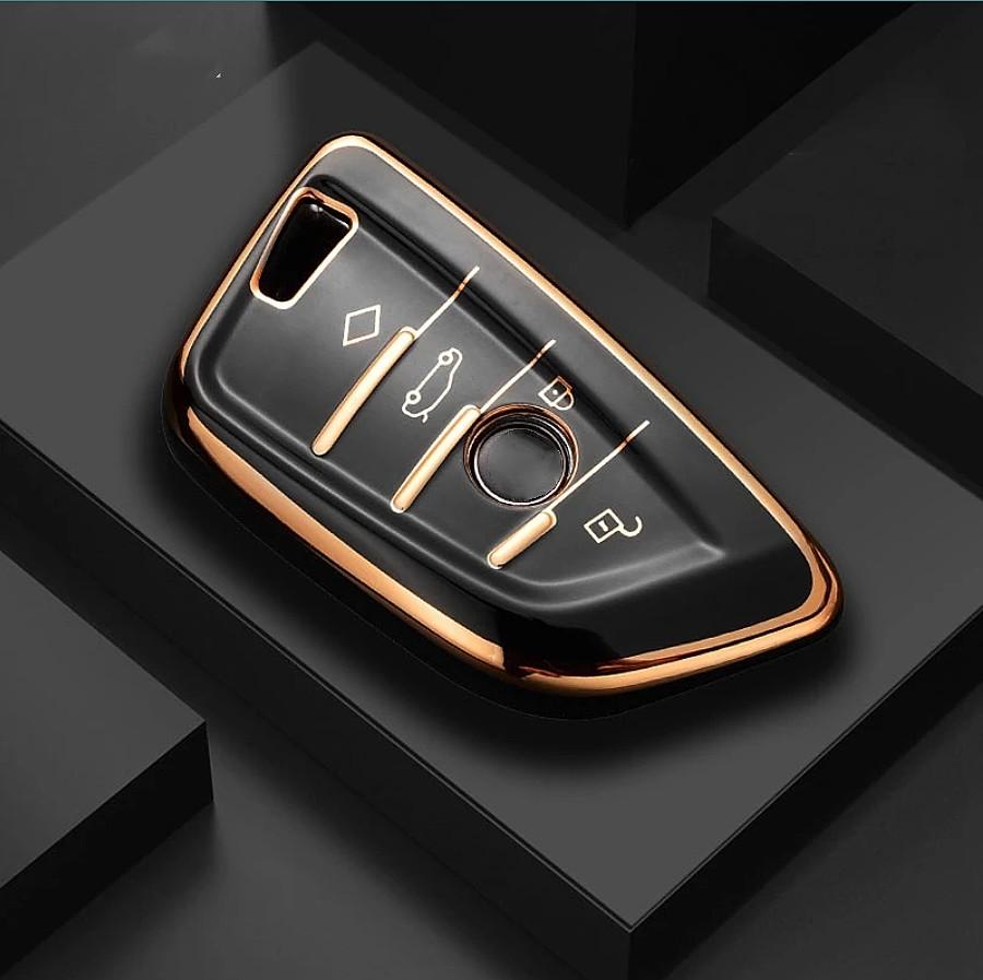 TPU Golden Edge Style Car Key Case Cover Shell Fob For BMW X3 X5 X6 F30 F34 F10 F20 G20 G30 G01 G02 G05 F15 F16 1 3 5 7 Series