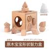 Wooden Young Children Beech Color Primary Color Shape Matching Intelligence Box Geometric Shape Building Block Toy Cognitive Collage