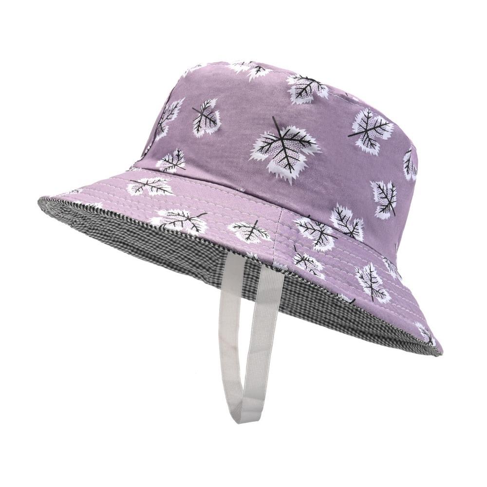 Floral Print Mom Bucket Caps Cotton Polyester Sun Protection Cap  for Middle aged and Elderly серый