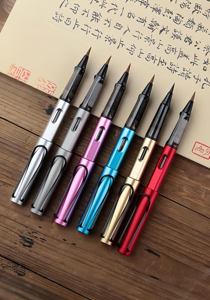 Isshinsai Fountain Brush Ink Screw Flash Red Brush Fine Calligraphy Sutra for Calligraphy Practice Pen, Refillable, Type, Pen, Brush, Brush, Brush,