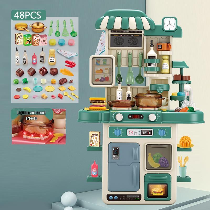 70cm Large Kids' Kitchen Counter Play Set - Cooking, Frying, Spray Simulation Stove Toy