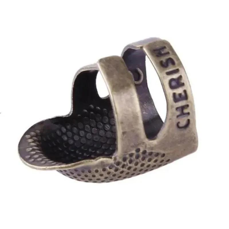 2 Pcs/Set New Retro Sewing Thimble Finger Protector With Metal Shield Fingertip Thimble Sewing Tools Accessories