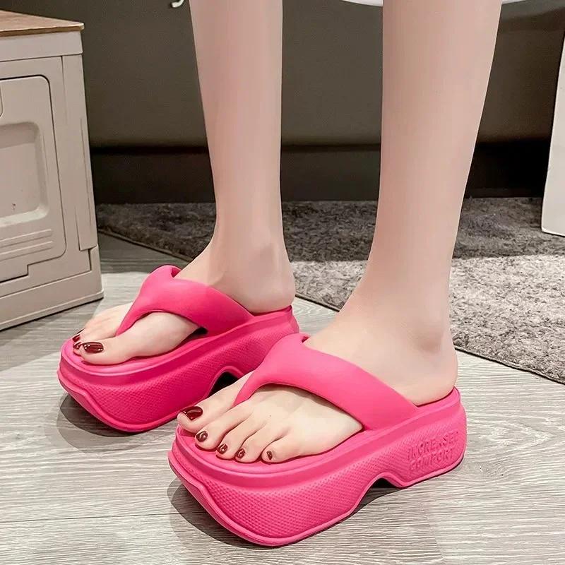Fashion Platform Women's Flip-flops Casual Women's Slippers Soft Soles Summer Flat Sandals Outdoor Thick Soles Non-slip Beach Shoes