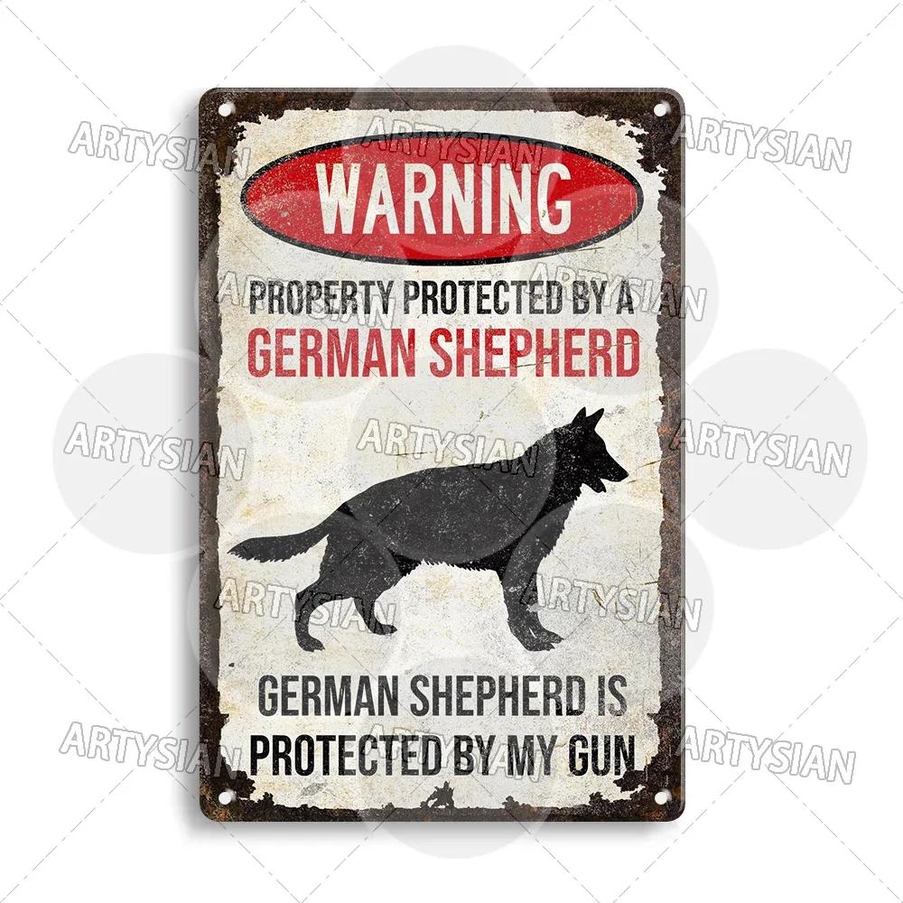 Beware Of Dog Warning Metal Sign German Shorthaired Pointer Aussie Dachshund Labrador Doxie Bulldog Dobermann Pyrenees Shiba Pug