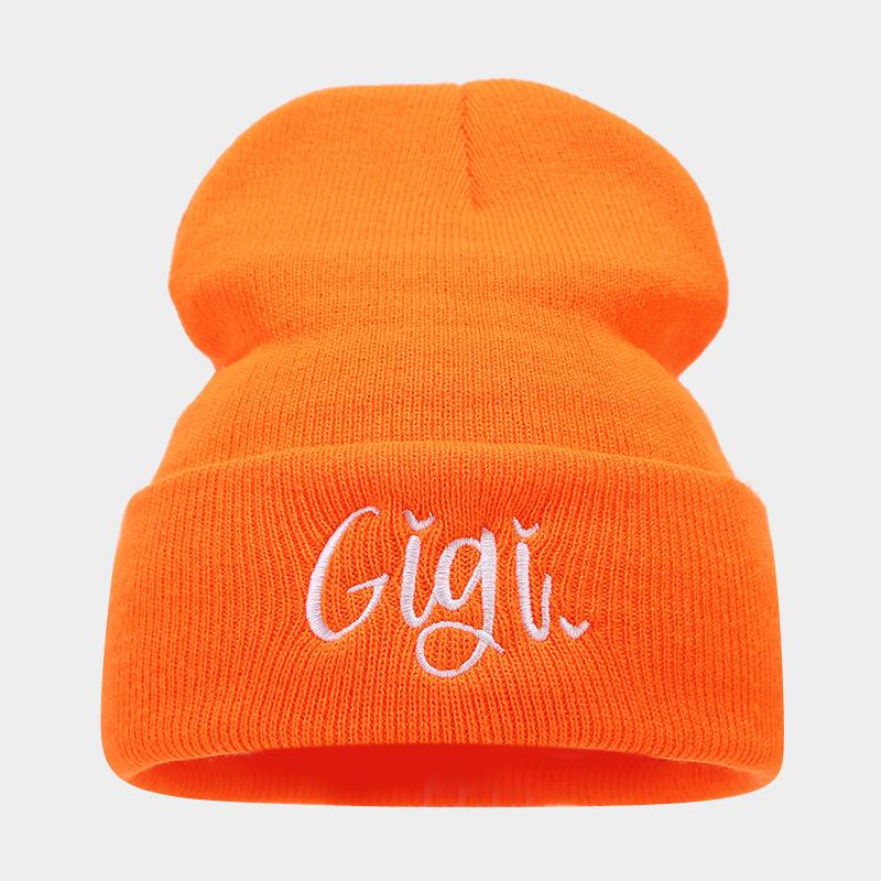 Autumn and winter men's and women's wool hats New casual versatile Gigi embroidered knitted hats Outdoor warm windproof cold hats