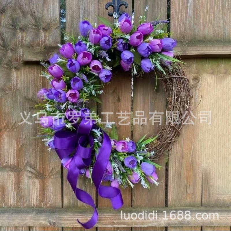Easter Wreath Decor With Artificial Daisies Sunflowers Door Wall Hanging Home Party Decoration