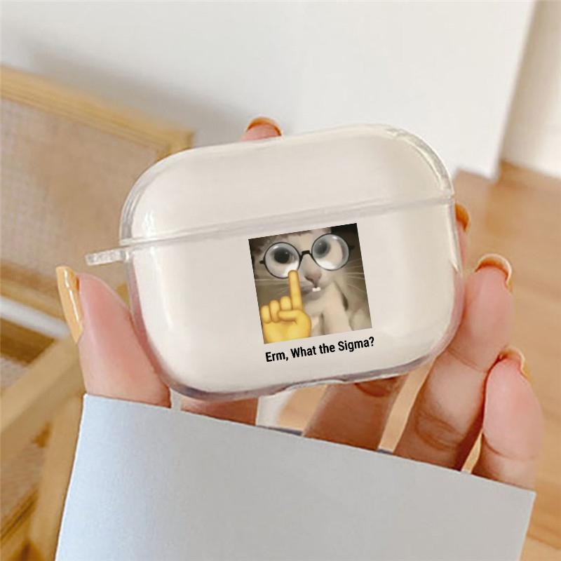 Cool Funny Cat for AirPods 4 2024 Cases Clear Wireless Bluetooth Earphone Case for Apple Airpods 1 2 3 Pro 2 Protective Cover