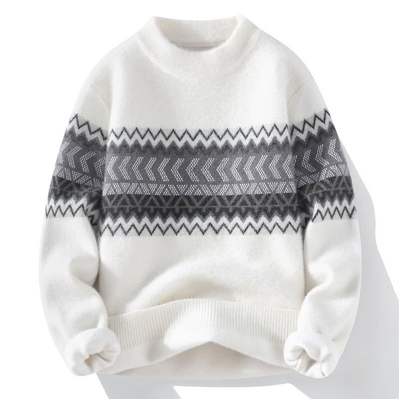 Свитер имитация водной норки бархатный осенне-зимний новый свободный свитер молодежный теплый шерстяной свитер-рубашка M белый 2949₽