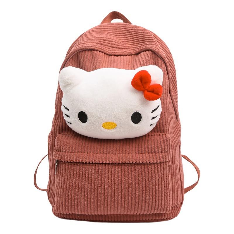 Schoolbag New Korean Ins Cute Cartoon Corduroy Backpack Japanese Harajuku Girl Schoolbag Soft Sister Cartoon Backpack