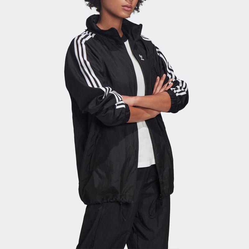 Adidas Originals Large Logo Print Jacket Women Jackets Black FU1756
