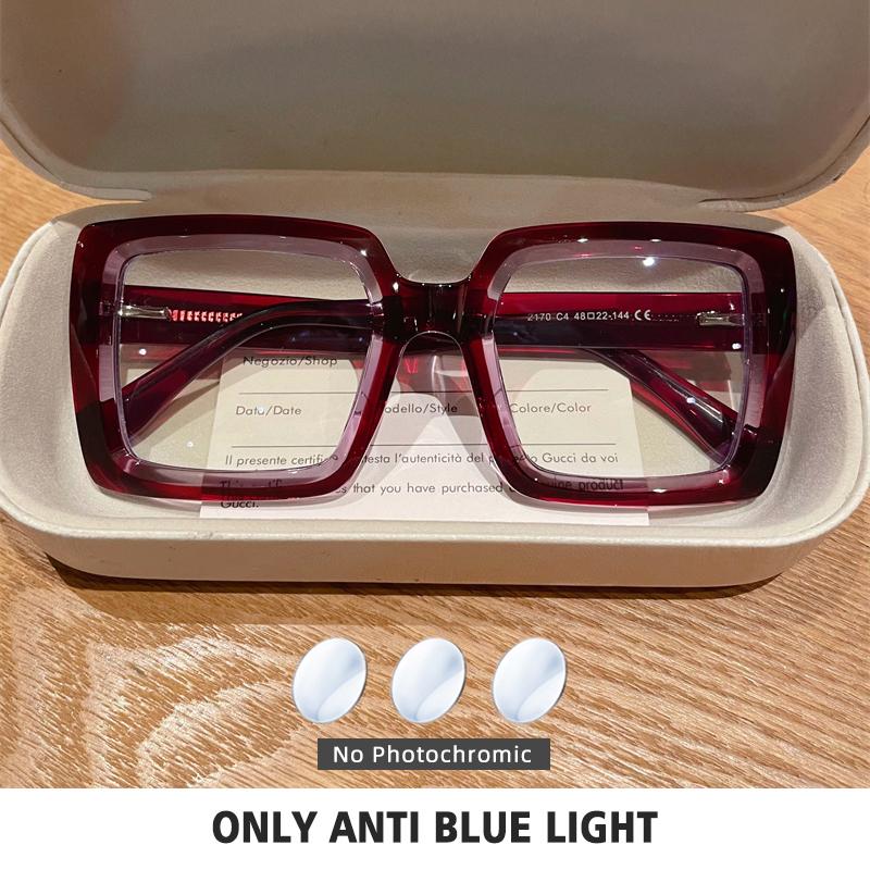 BLMUSA Square Photochromic Blue Light Blocking Large Frame Eyeglasses fashion Reading Glasses ladies Prescription Myopia Glasses