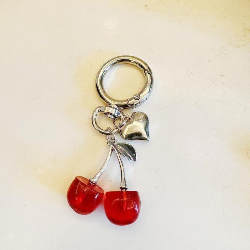 Cherry Bag Pendant Bag Charm Resin Cherry Keyring Fashion Alloy Jewelry Key Accessory Present for Fashion Women Girls