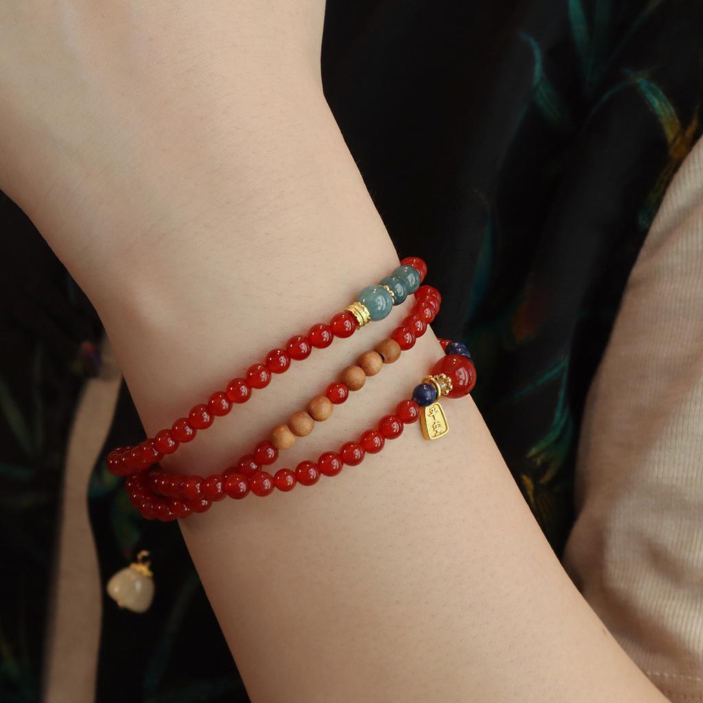 Natural Agate Bracelet Three-Circle Bracelet. Fashion Women Daily Jewelry Lucky Gift