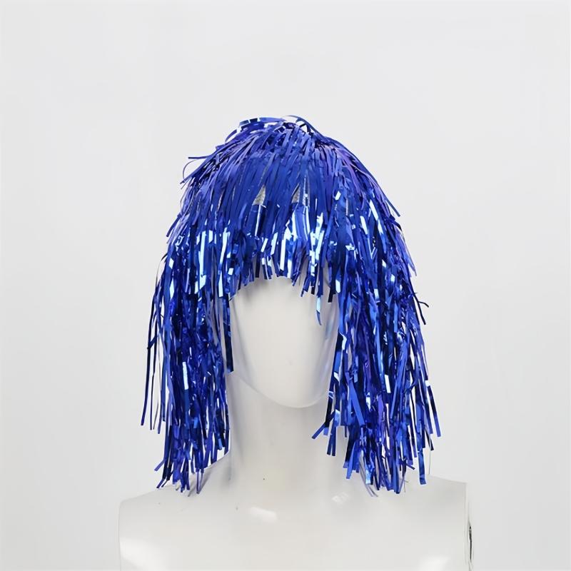 

Shiny Tinsel Wig Metallic Masquerade Disco Hat Foil Tinsel Wigs For Adults Fancy Dress Party For Photo Prop Cosplay Supplies Set