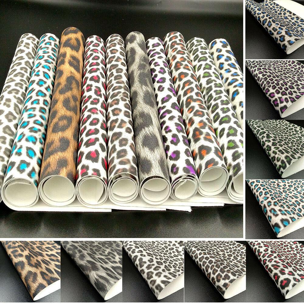 Glitter Shiny Sparkle Leopard Print Fabric PU Leather Waterproof DIY Sewing Bows Craft A4/A5 Sheets