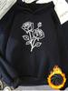 1pc Fashion Women's Autumn/Winter Warm Hooded Sweatshirt Elegant and Beautiful Y2K Style Rose Pattern with Simple and Elegant Line