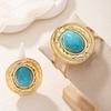 Exquisite Retro Blue Turquoise Bracelet and Ring Set - Women's Unique Gold Jewelry