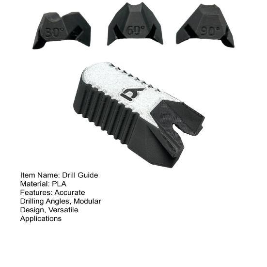 Drill Guide High-Strength PLA Plastic Versatile Drill Guide Accessory with Modular Slots 45/90 Degree Slip-Resistant Base