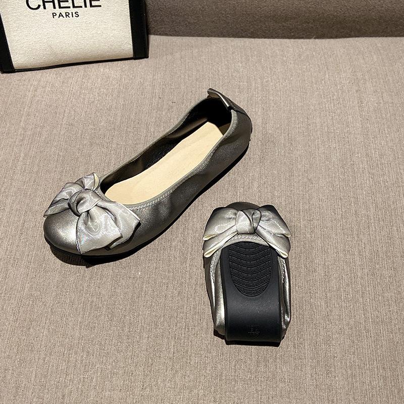 Soft-soled Shallow-mouth Ladyshoes 2025 Spring and Autumn Square Dancing Women's Shoes Large-size Single Shoes Egg Roll Shoes Flat-soled Doudou Sh