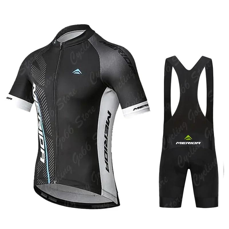2026 Conjunto de Maillot de Ciclismo Merida Verano Manga Corta Transpirable Ropa de Ciclismo MTB para Hombre Maillot Ropa Ciclismo Uniforme Traje