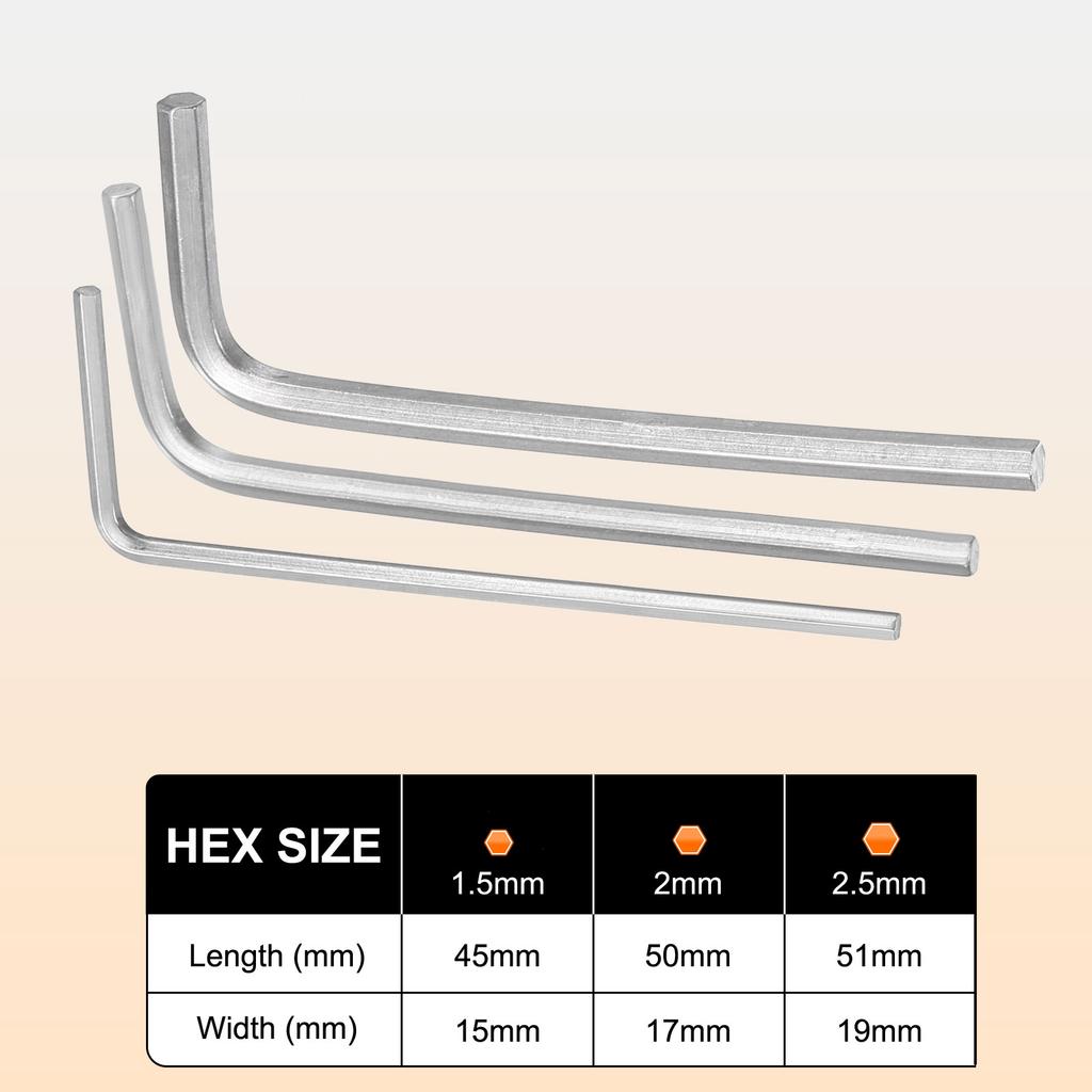 3/4/7pcs 1.27/1.5/2/2.5/3/4/5/6mm L-Shape Hexagon Metric Wrenches Hex Key Wrench Set for Home DIY Bike Motorcycle Repairing Tool