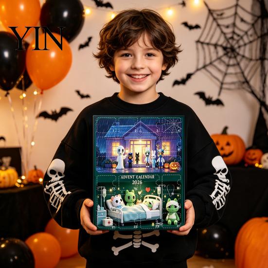 Calendario de Adviento Hospital de Animales de Terror Halloween 2026, Cuenta Atrás Sorpresa de 24 Días con Piezas Misteriosas, Adornos Acrílicos, Figuras Coleccionables