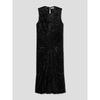 Anggae Washed Velvet Long Dress Black