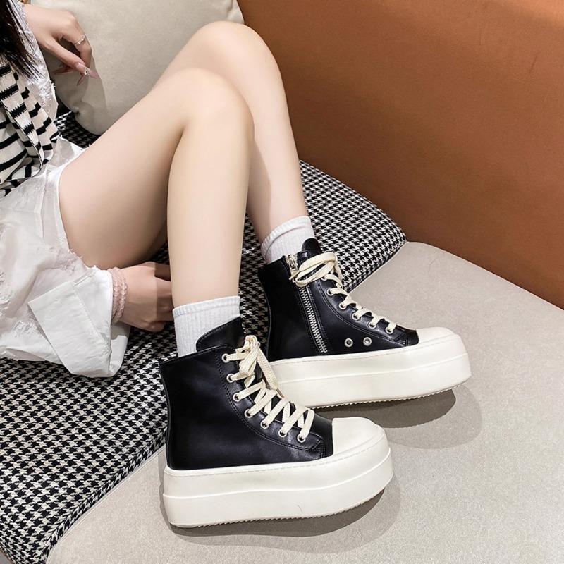 New Thick-soled Sponge High-top Casual Shoes, Height-increasing Sports Single Shoes and Board Shoes