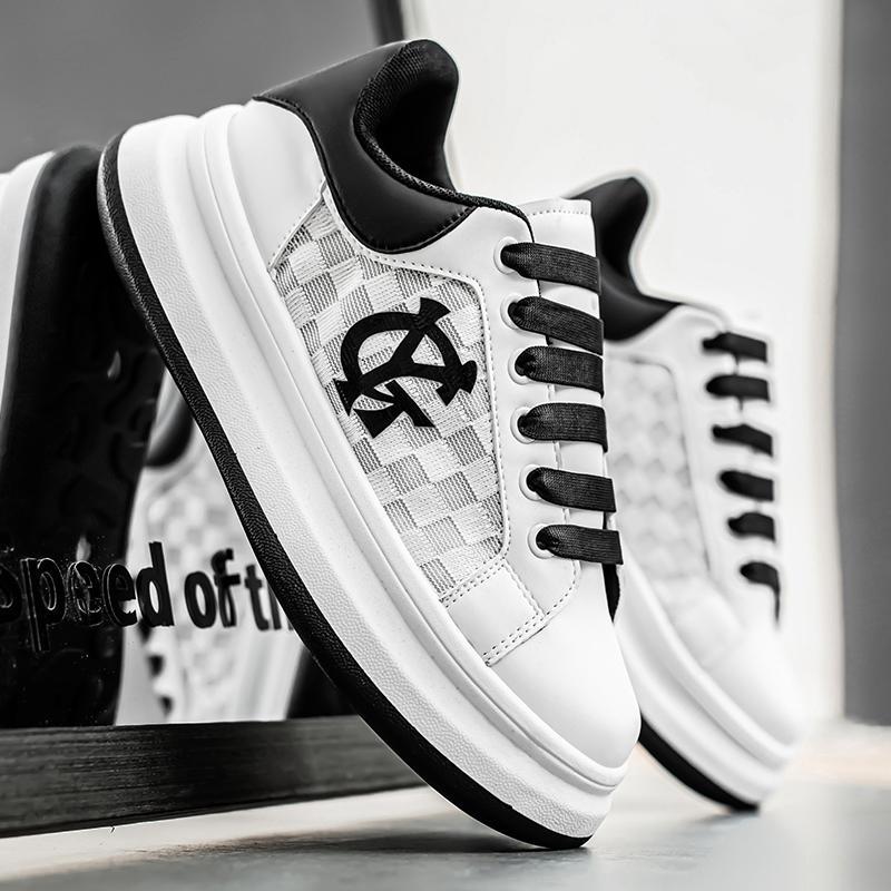 

2025 spring and summer new fashion mesh casual board shoes men s shoes breathable sports shoes white shoes fashion student tide shoes 39