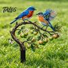 Decorative Garden Stake for Outdoors Ground Stake, Bird And Fruit Tree Shape, Waterproof Coating Thickened Easy Install Landscaping Iron Lawn Outdoor