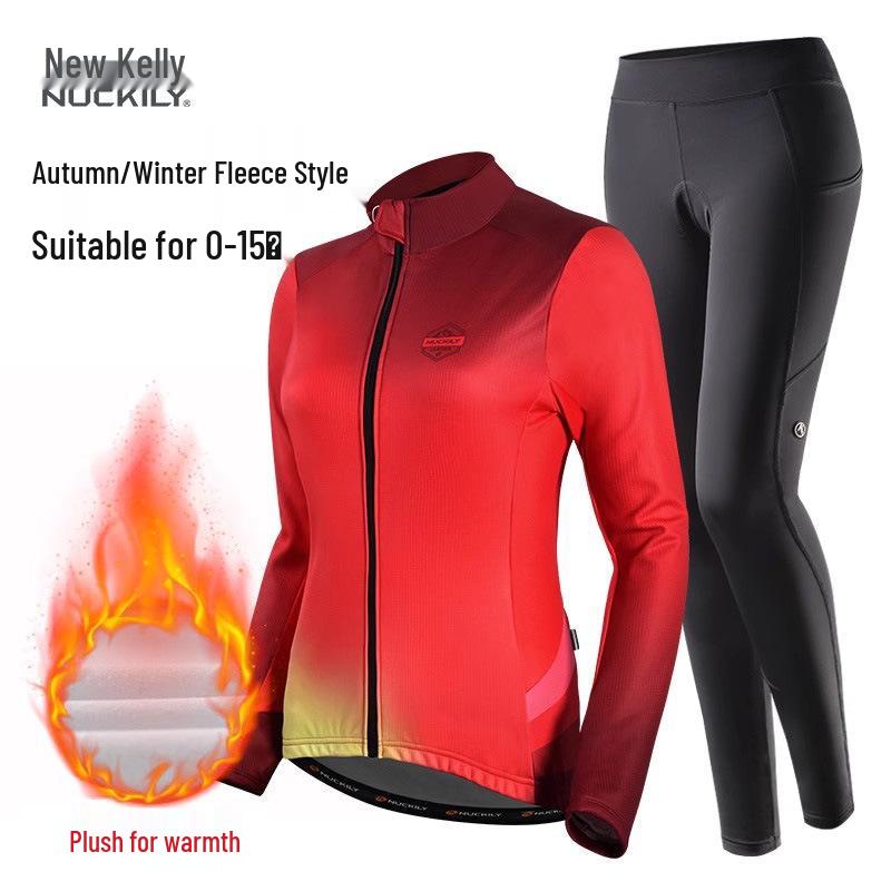 Damen Fleece Radanzug - Winterstil Langarm für Mountain- & Rennradfahren