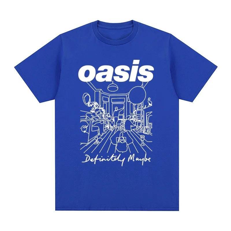 Summer fashion men's T-shirt, Oasis Band logo rock band retro T-shirt, 100% pure cotton casual loose high-quality T-shirt for me