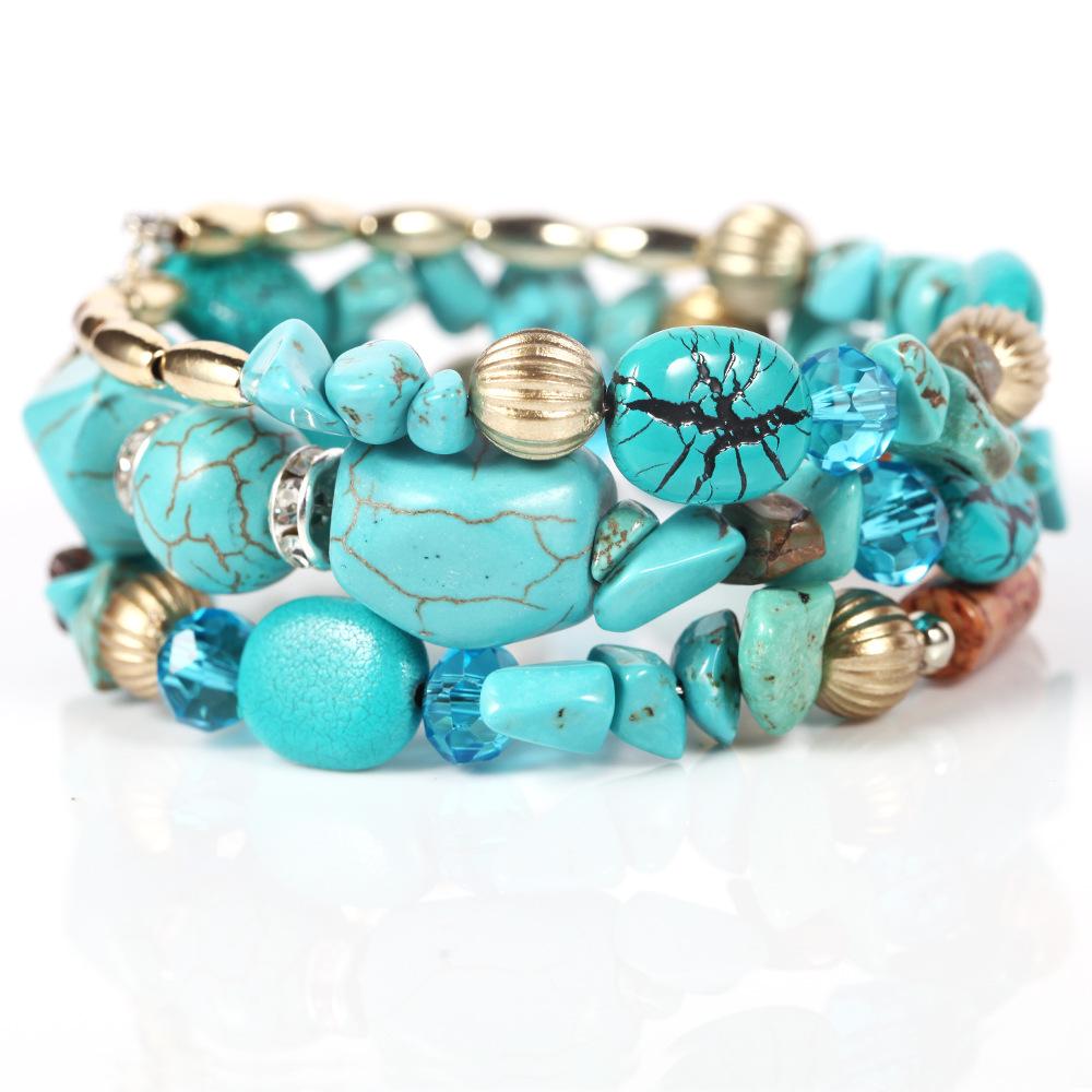 Новый Браслет Искусственный Кристалл Агатовый Камень Универсальный Многослойный Изысканный Классический HY-2749-1 озеро синий