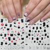 Nail Art Sticker, Micro-Engraved Three-Dimensional Cartoon Cute Cat Bow Flower Adhesive Nail Sticker