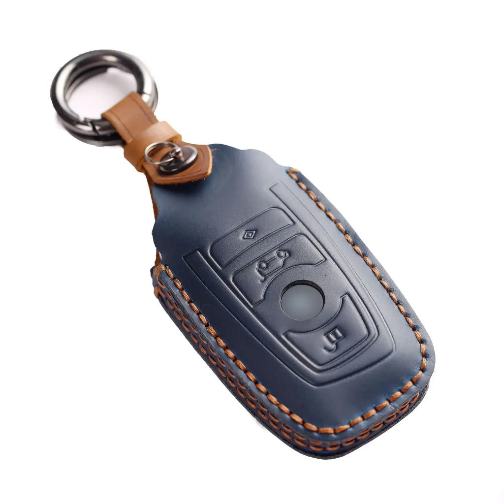Leather Car Key Case Cover Fob Keychain Accessories for BMW Series 3 F30 F10 F18 F22 F01 X3 X4 F06 F02 M3 M5 Keyring Holder Bag