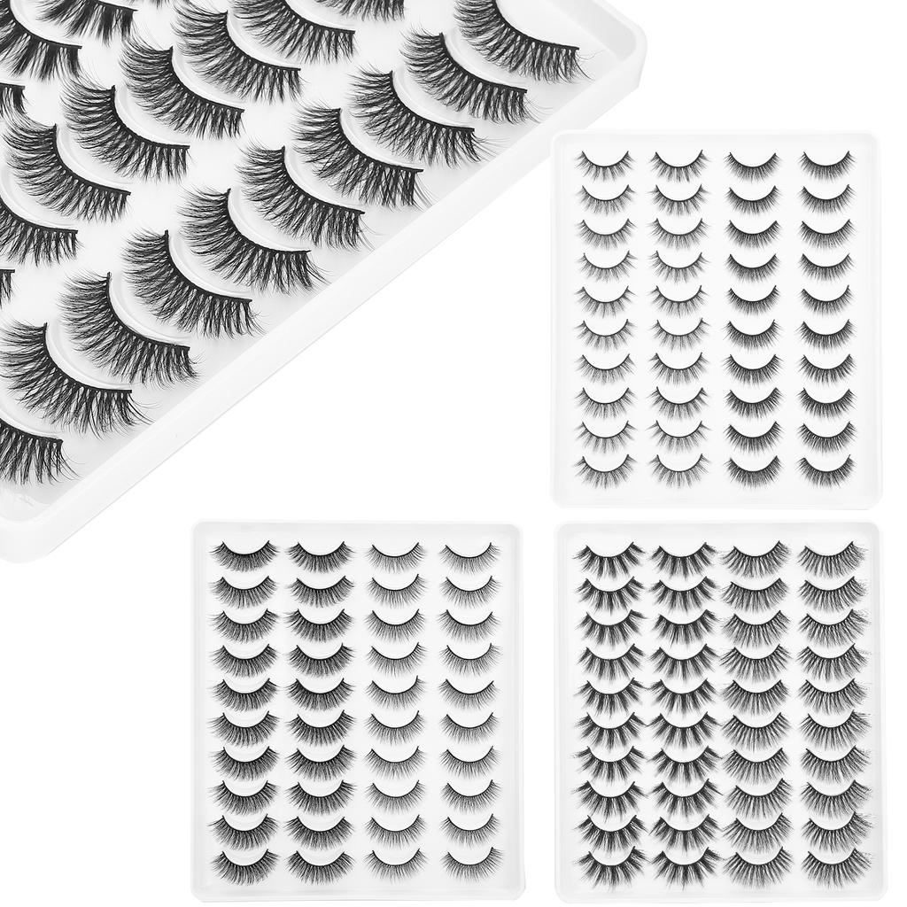 20 Pairs Makeup Long Thick False Eyelashes Daily Use Curly Dense False Lashes Set