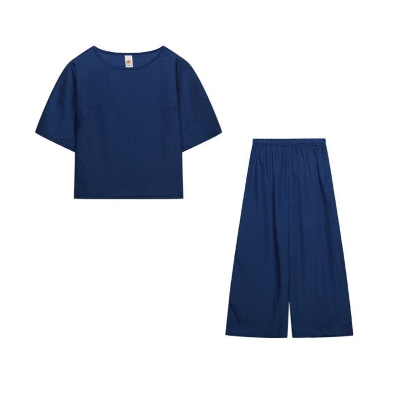 Summer New Ankle-Length Pants Casual Loose round Neck Short-Sleeved