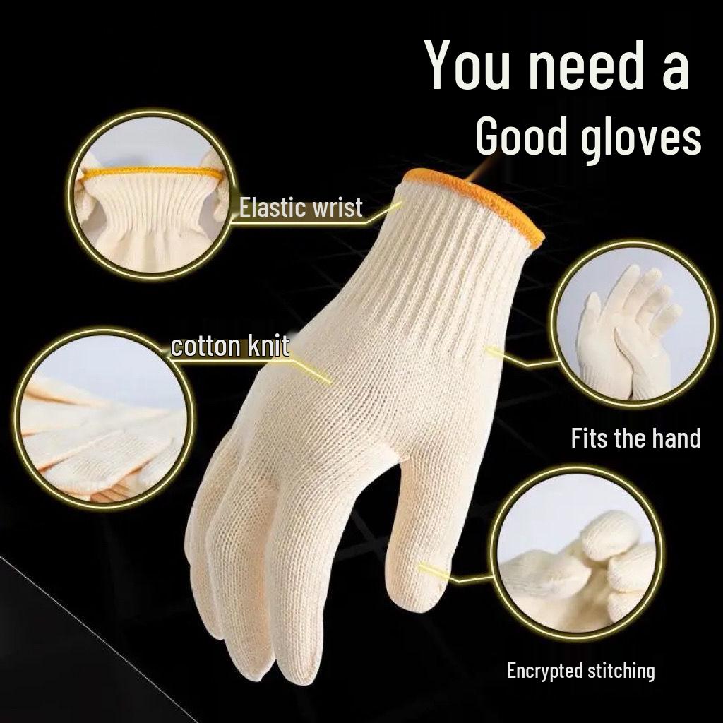 Slitstarka Halkfria Arbetsvantar i Bomull: Slitstarkt, förtjockat garn för konstruktion