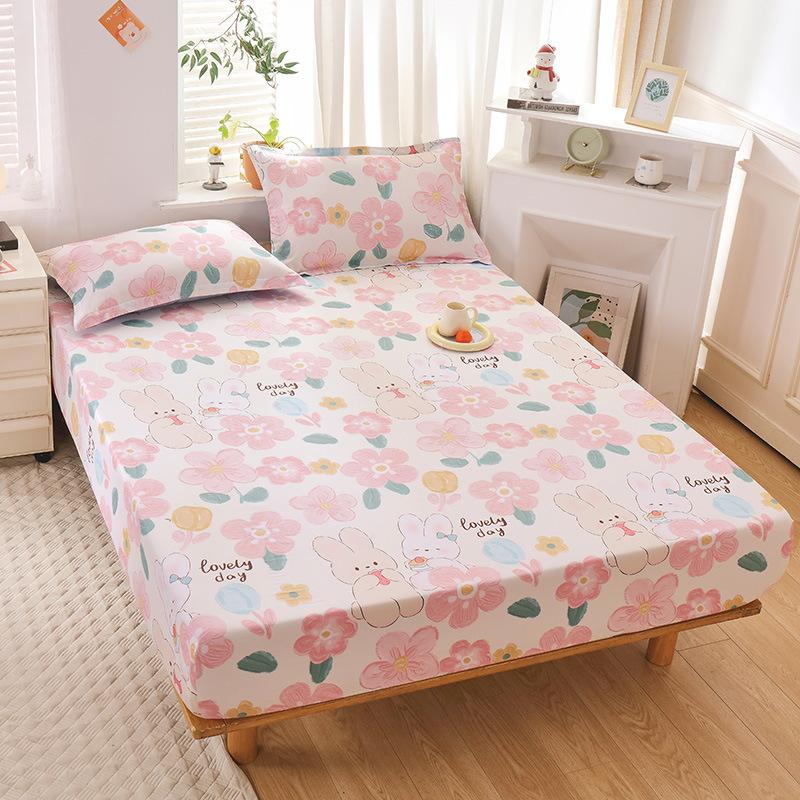 New Pure Cotton Single Bed Sheet Cartoon Small Fresh All Cotton Bed Sheet Single Double Mattress Protective Cover
