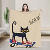 Pete The Cat Skateboarding Blanket Flannel Decoration Portable Lightweight Thin Throw Blankets For Bed Car Plush Thin Quilt