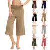 Pantaloni Corti da Donna a Vita Pieghevole Fondo Svasato Pantaloni da Tuta a Vita Pieghevole Bassi Yoga Elasticizzati Casual Gamba Larga Pantaloni da Tuta