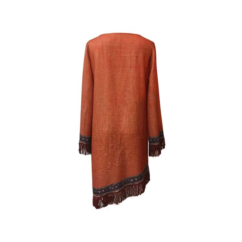 Frühling Sommer Quaste Patchwork Damenmode V-Ausschnitt Langarm Böhmische Kleider Vintage Muster Bedruckt Locker Kurzes Kleid